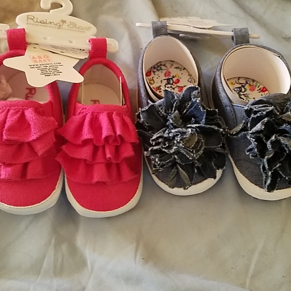 2 pair baby shoes